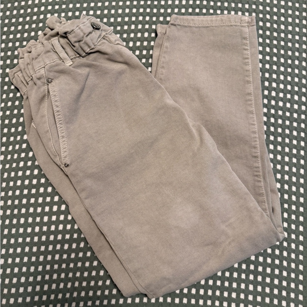 Zara Light Green/Gray elastic Waist jeans
